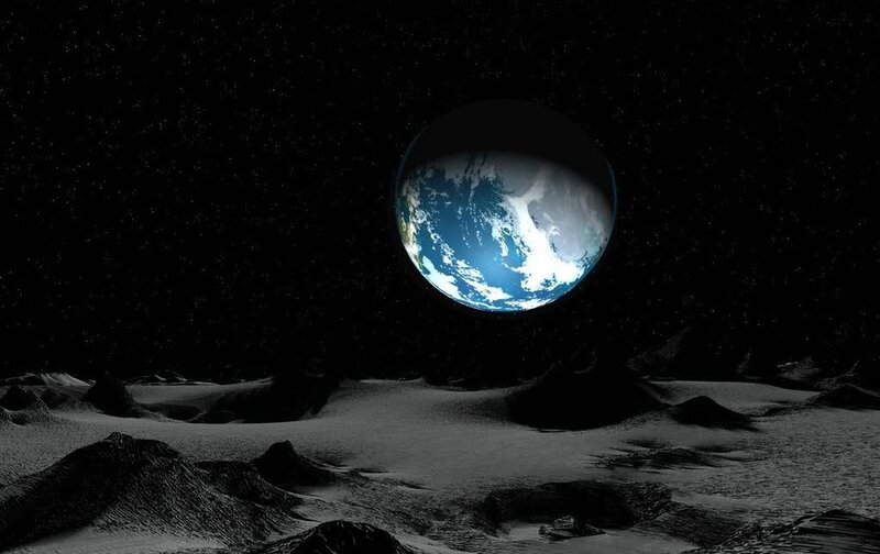 Earth from Moon Surface — Black
