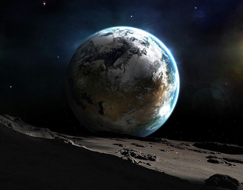 Earth from Moon Surface — Blue