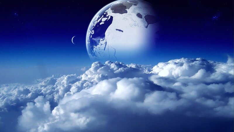 Earth from space above clouds