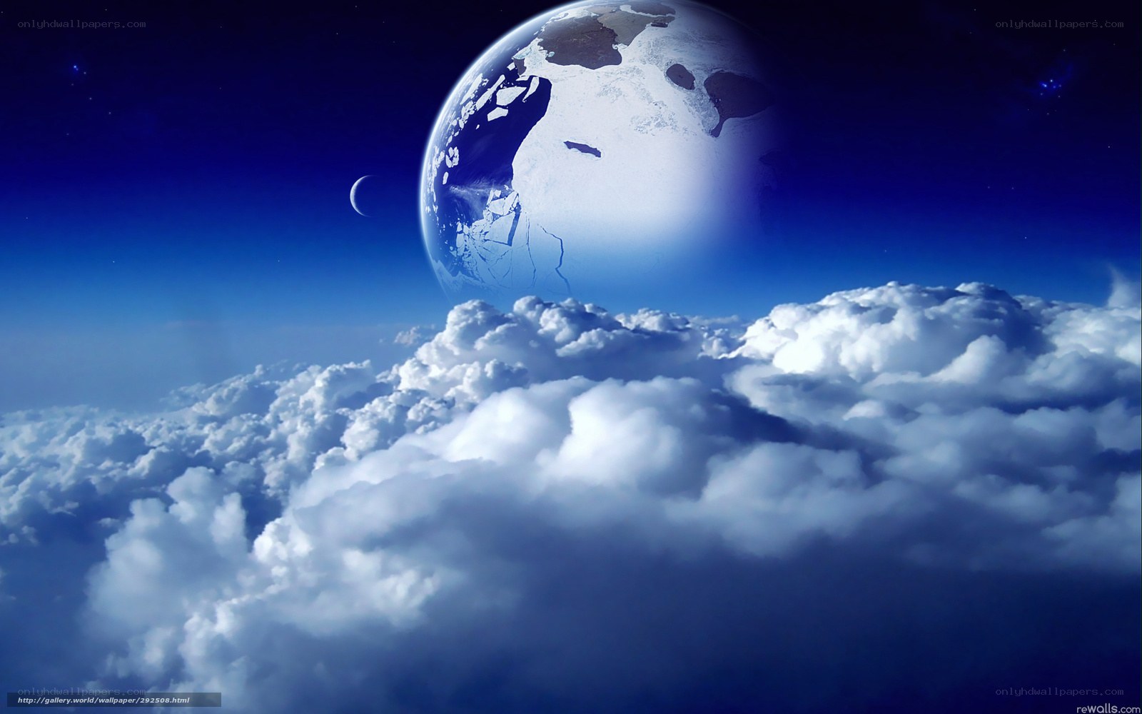 Earth from space above clouds