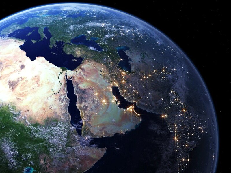Earth from space at night