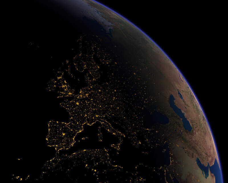 Earth from space at night