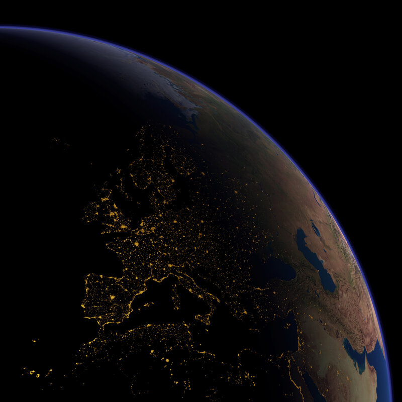 Earth from space at night