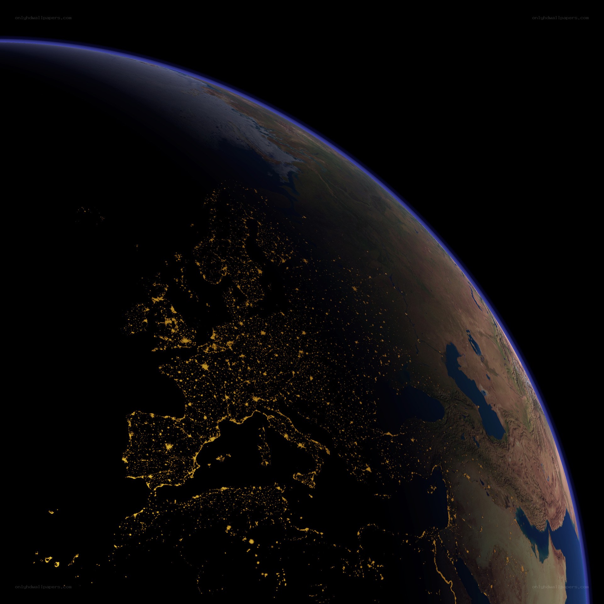 Earth from space at night