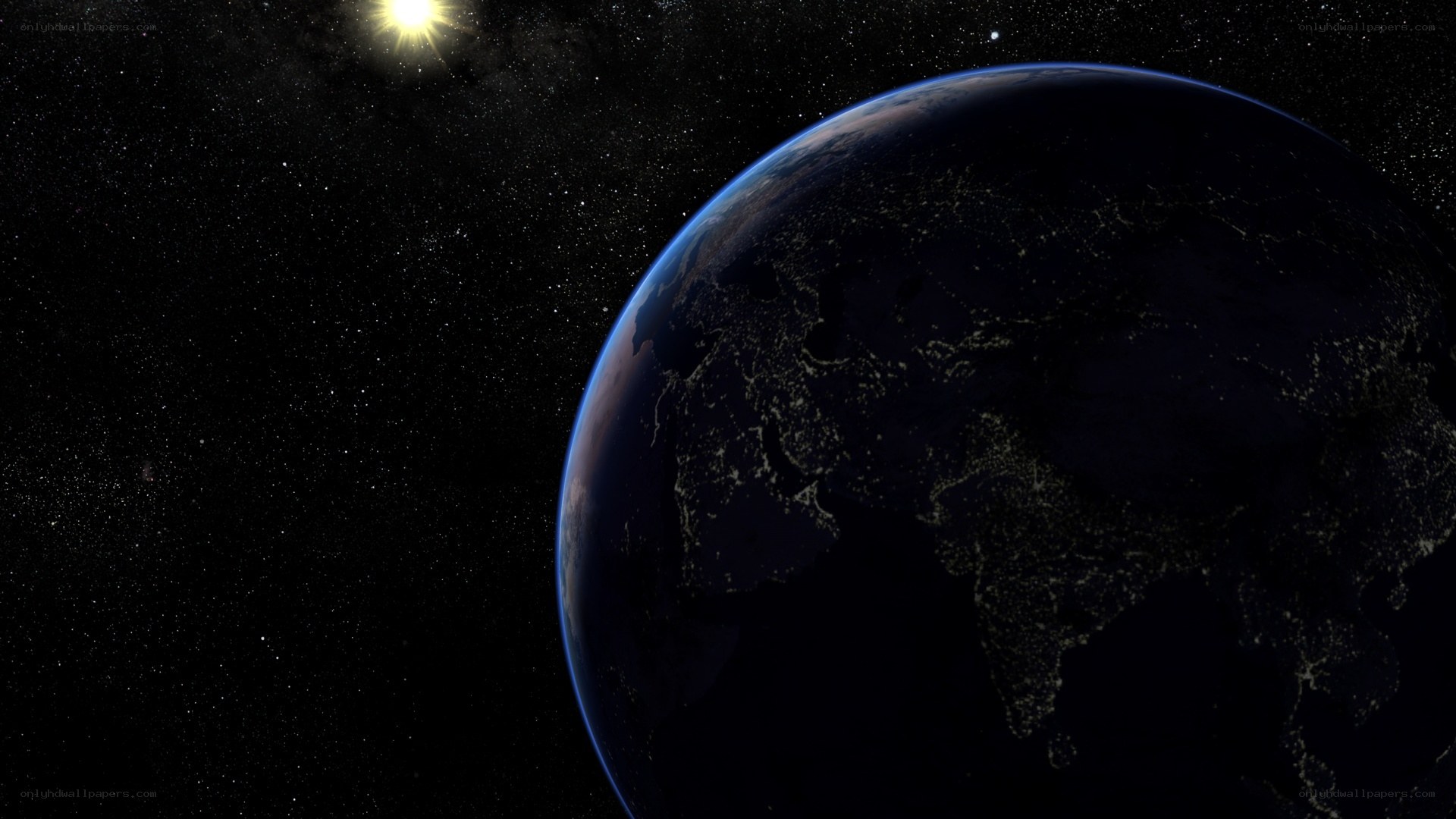 Earth from space at night