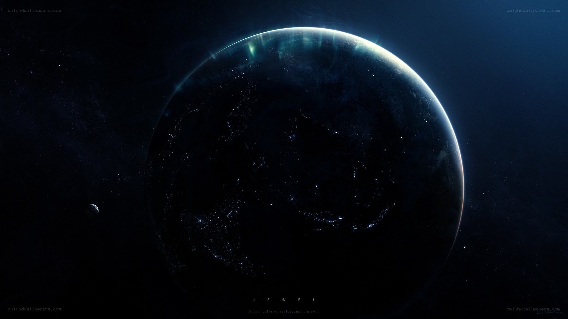 Earth from space at night