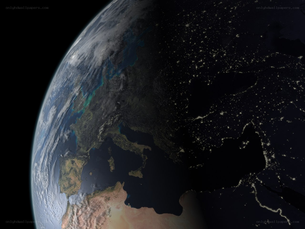 Earth from space at night