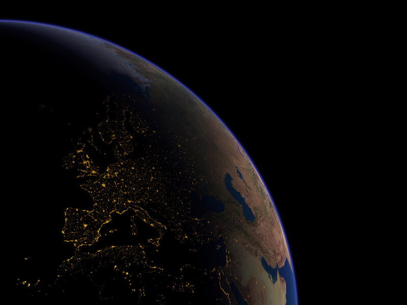 Earth from space at night