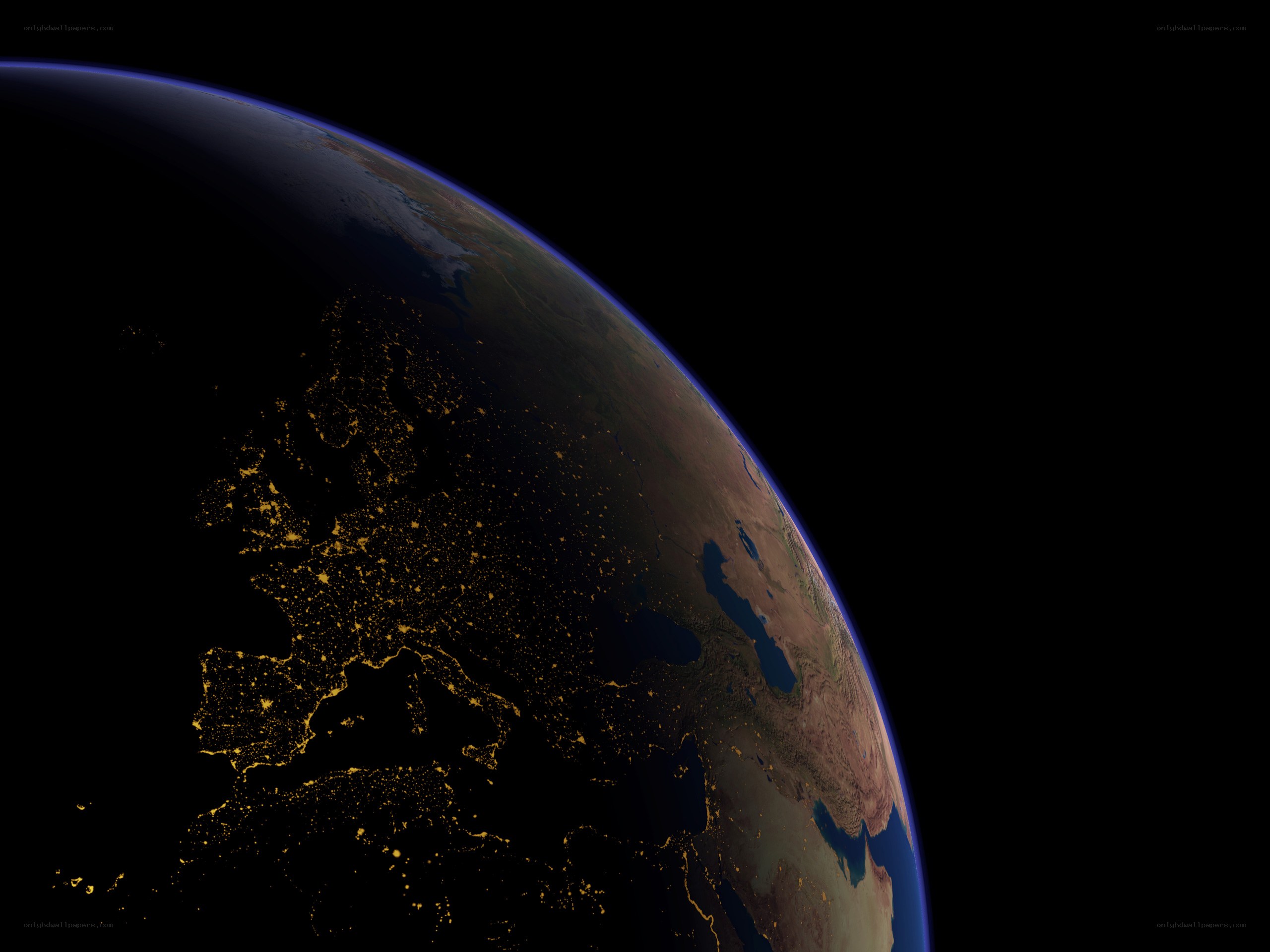Earth from space at night
