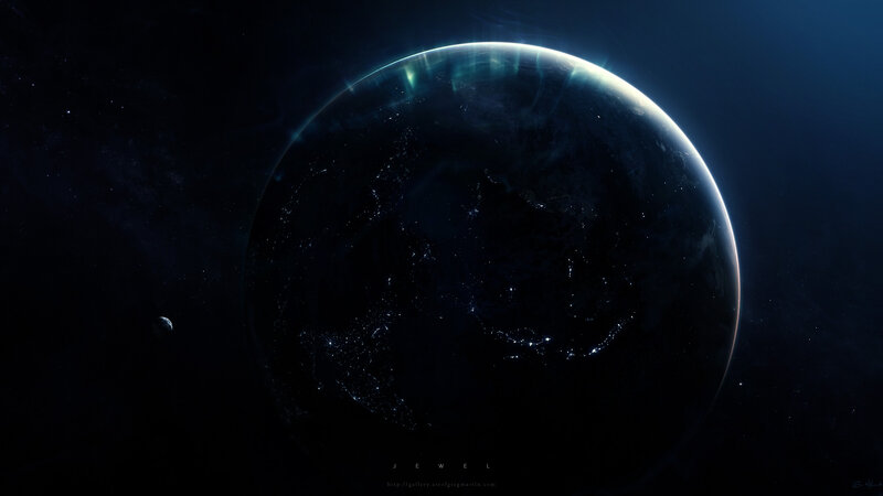 Earth from space at night