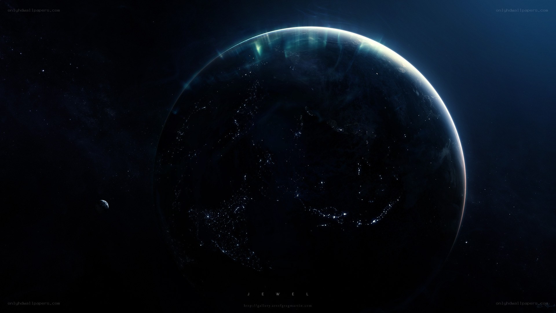 Earth from space at night