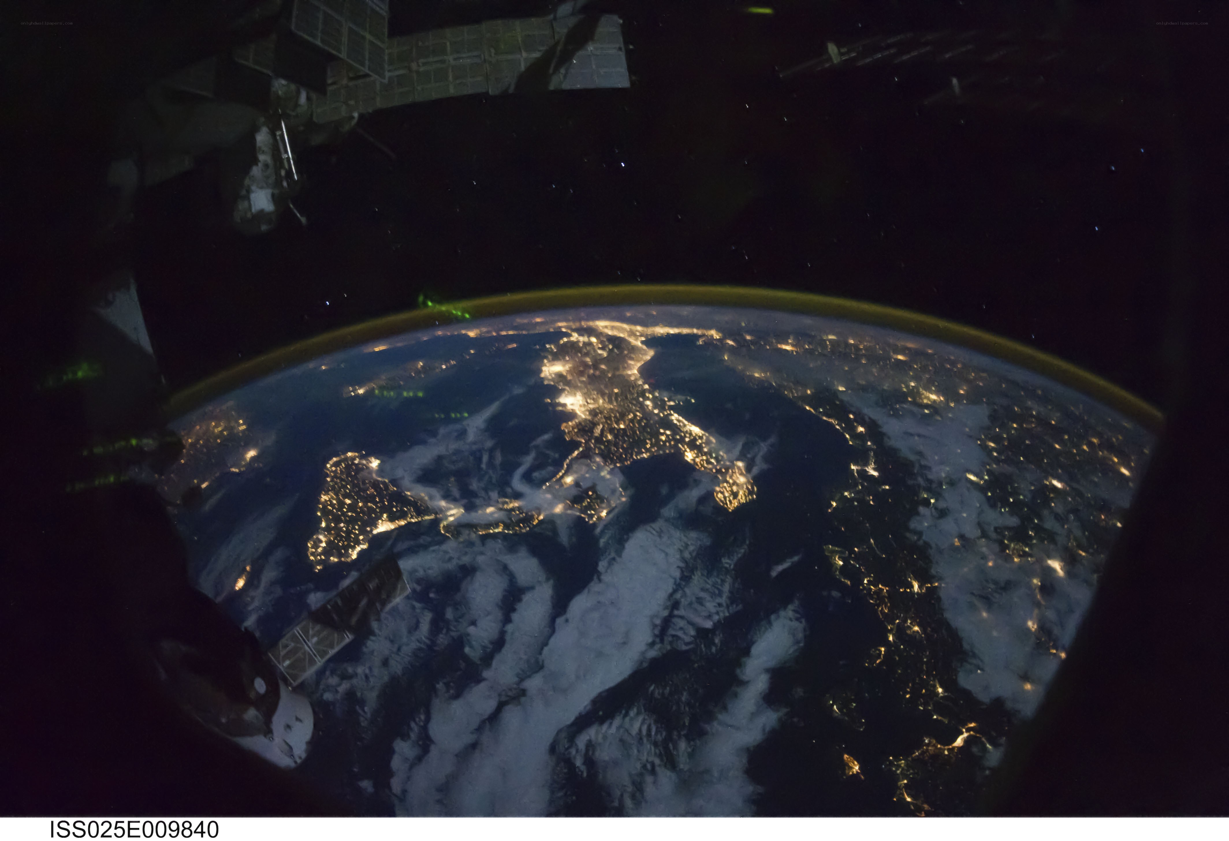 Earth from space at night
