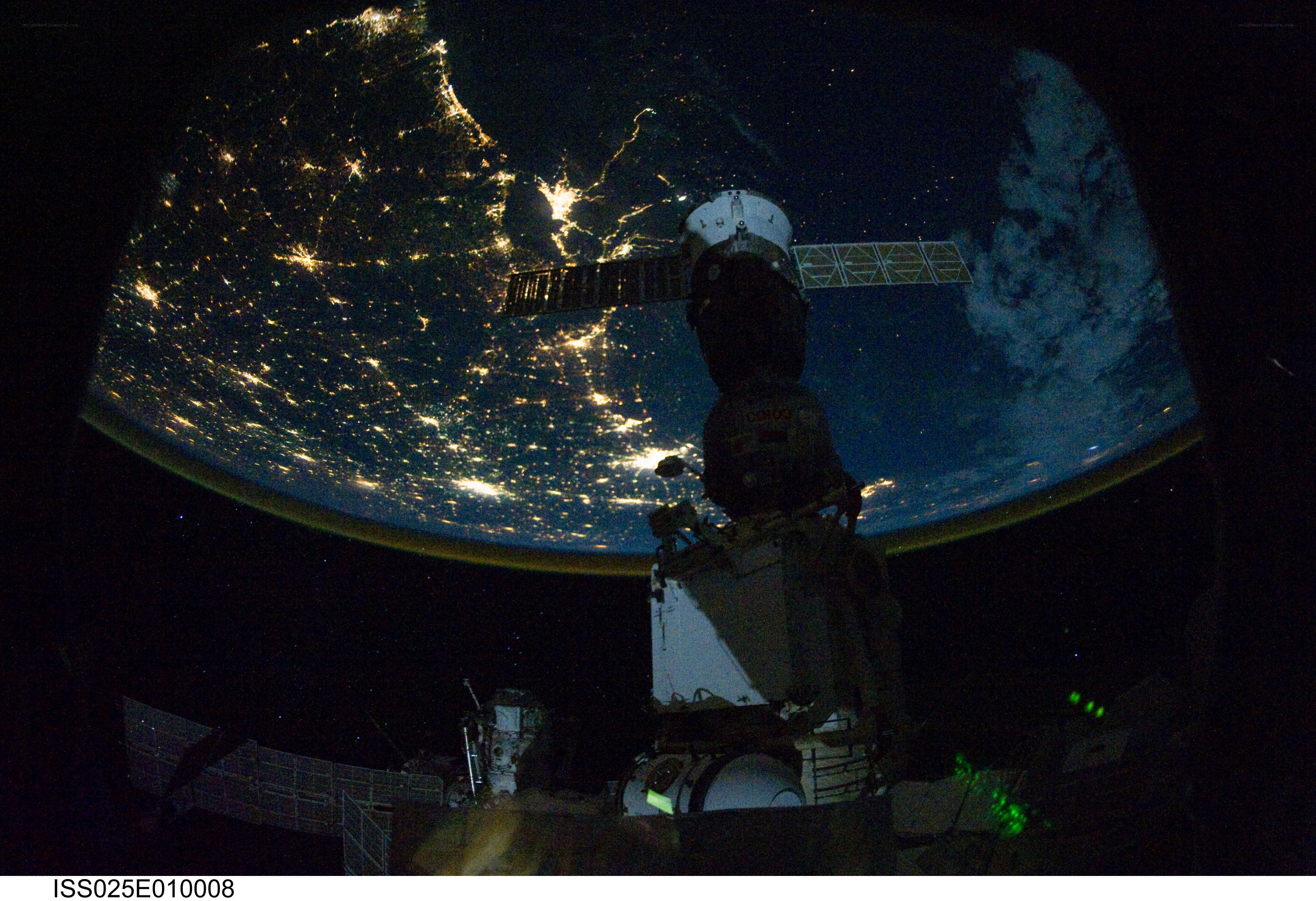 Earth from space at night
