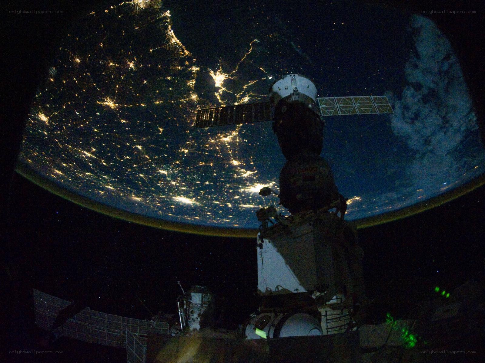 Earth from space at night