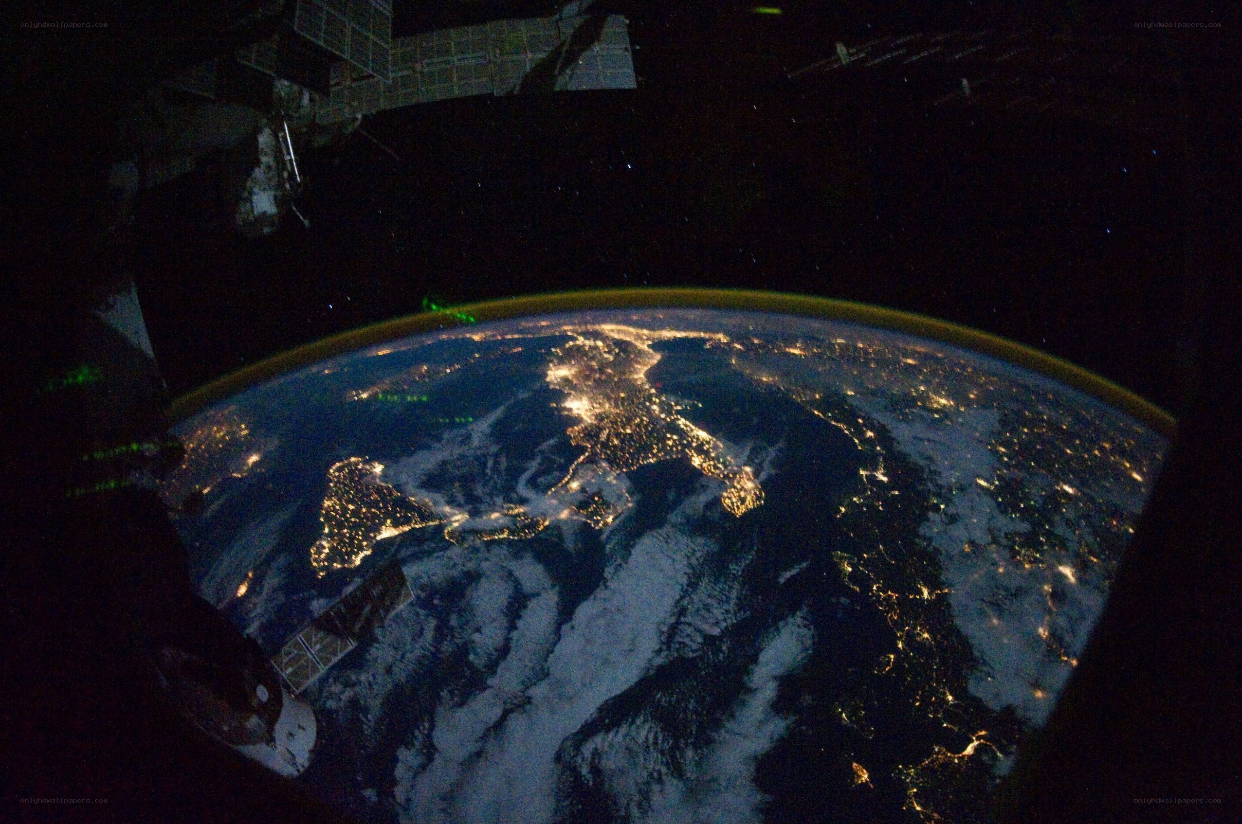 Earth from space at night
