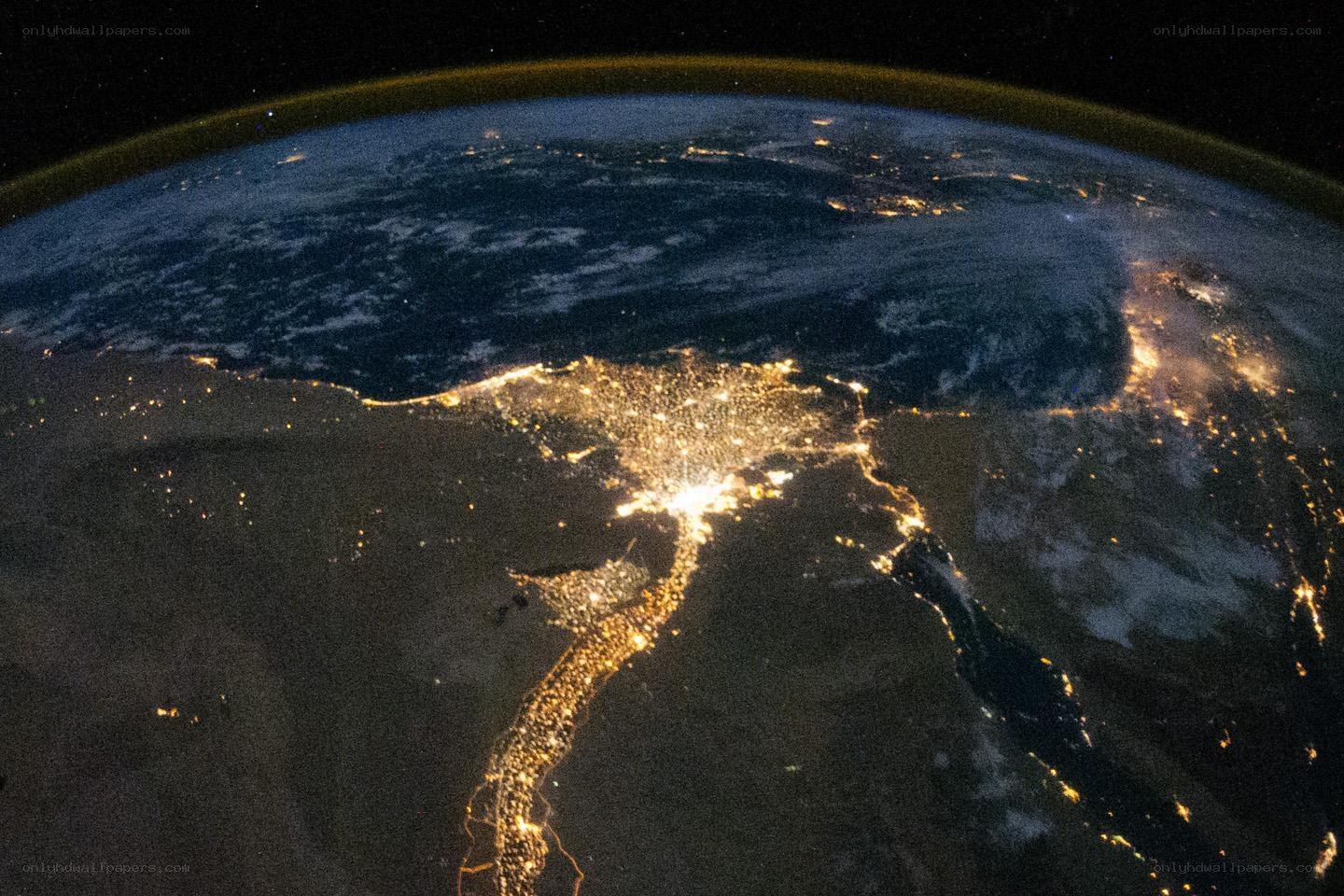 Earth from space at night