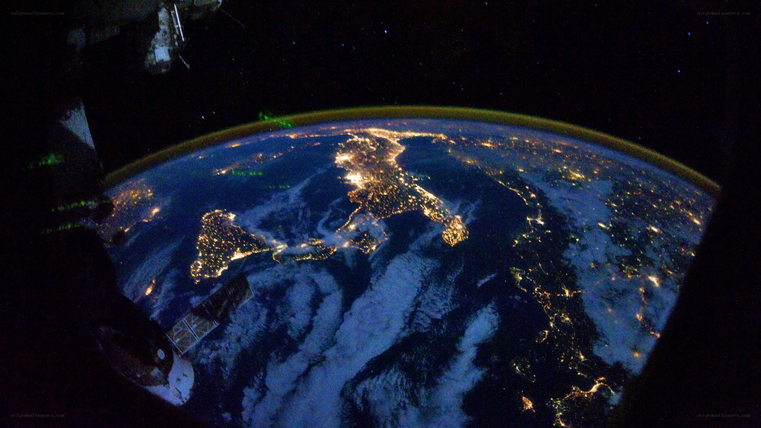 Earth from space at night