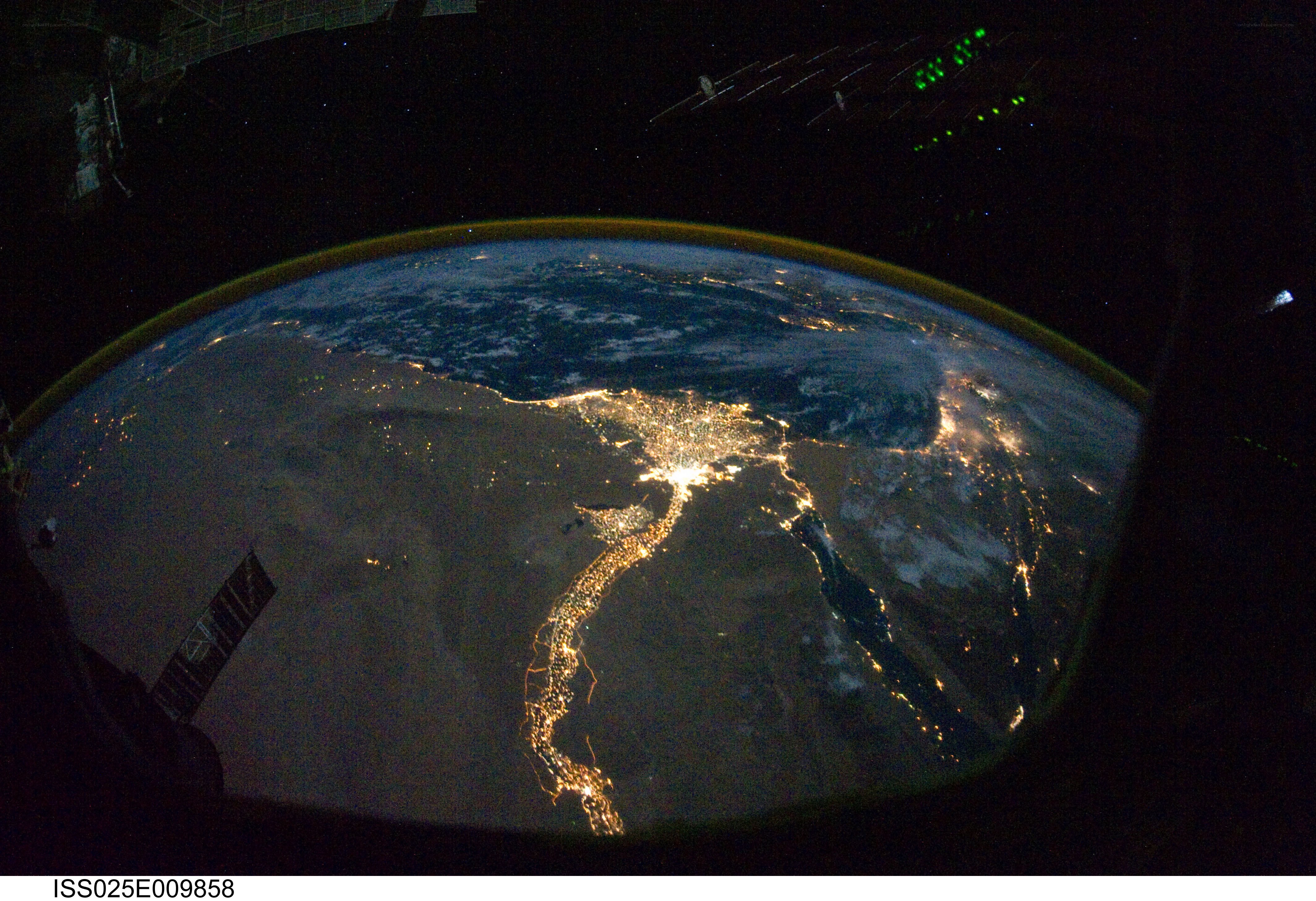 Earth from space at night