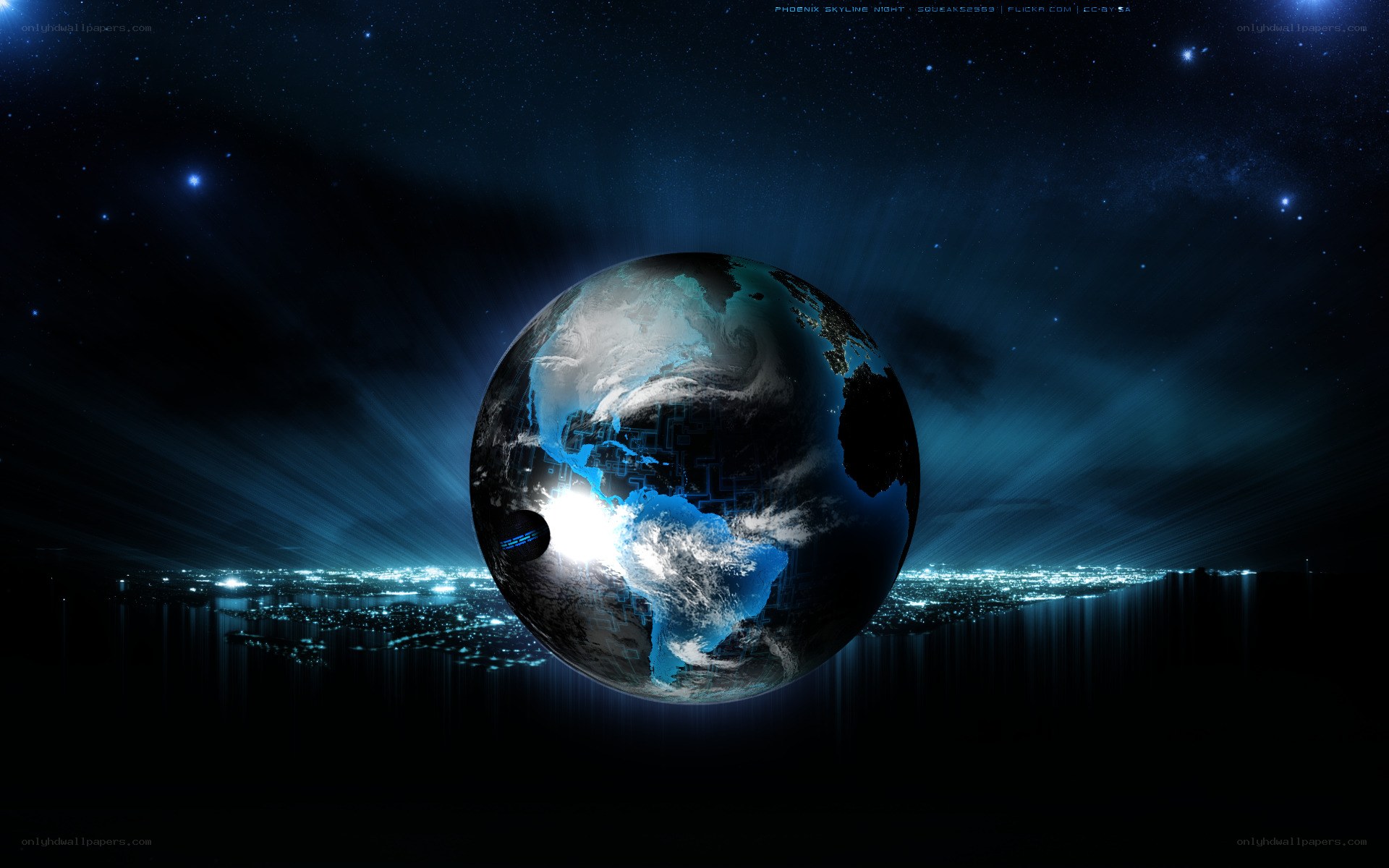 Earth from space at night