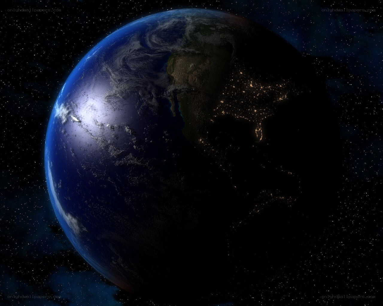 Earth from space at night