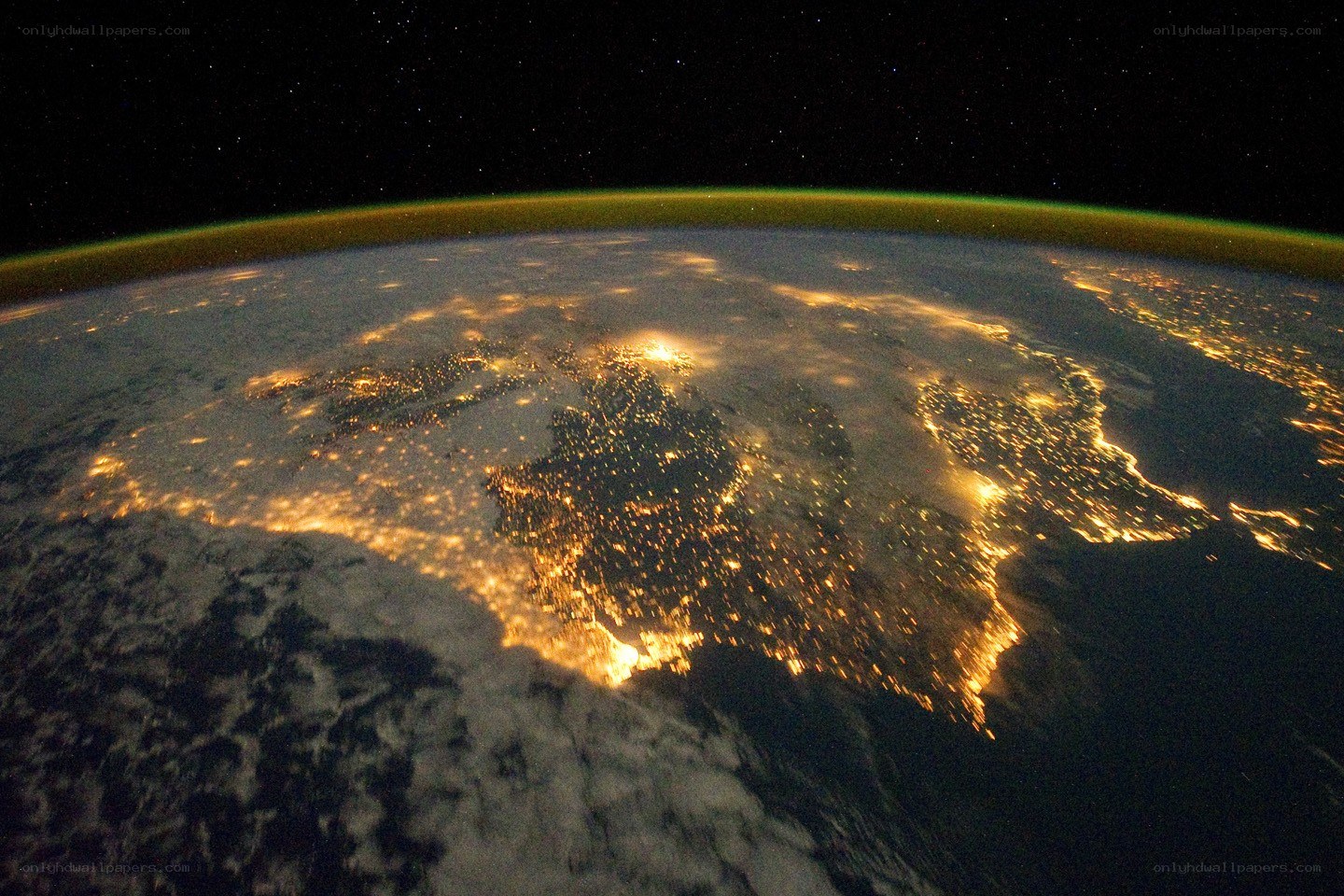 Earth from space at night