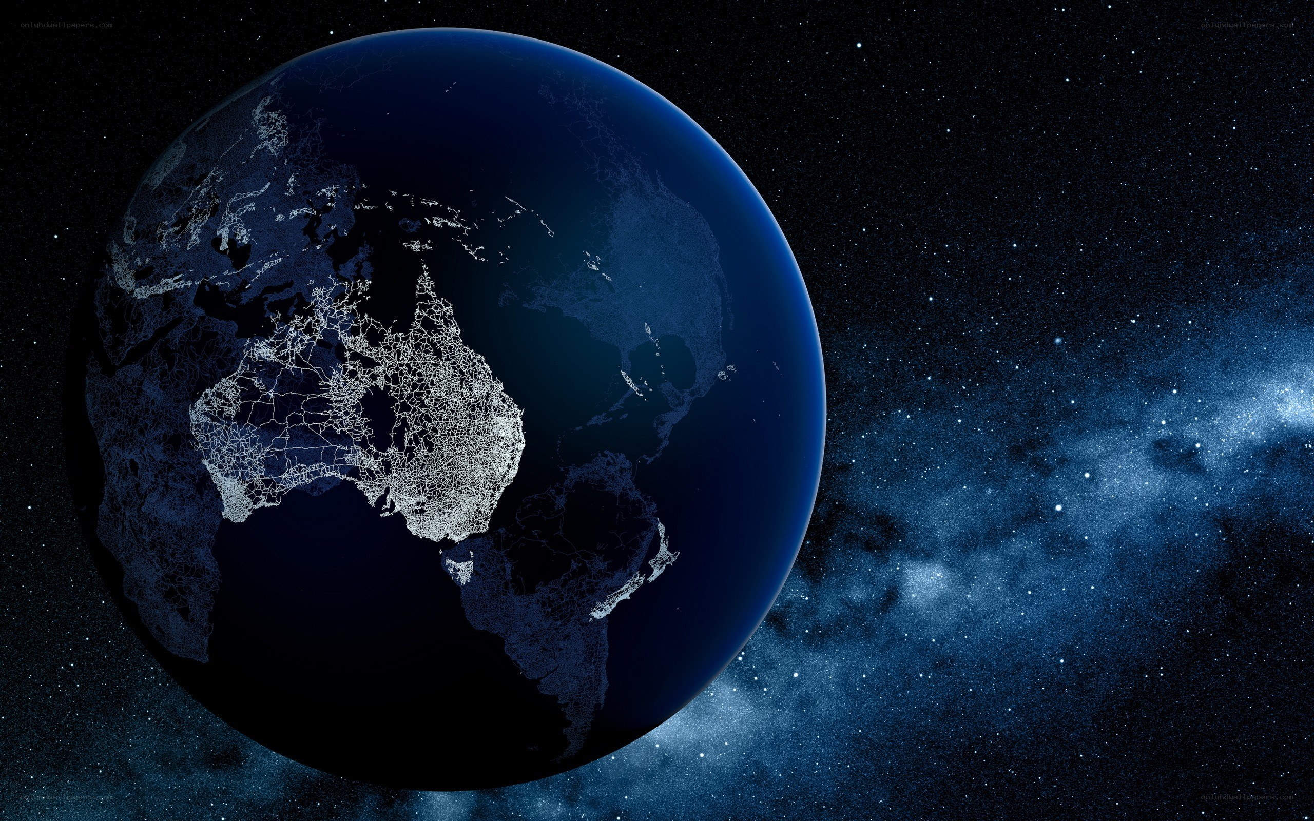 Earth from space at night