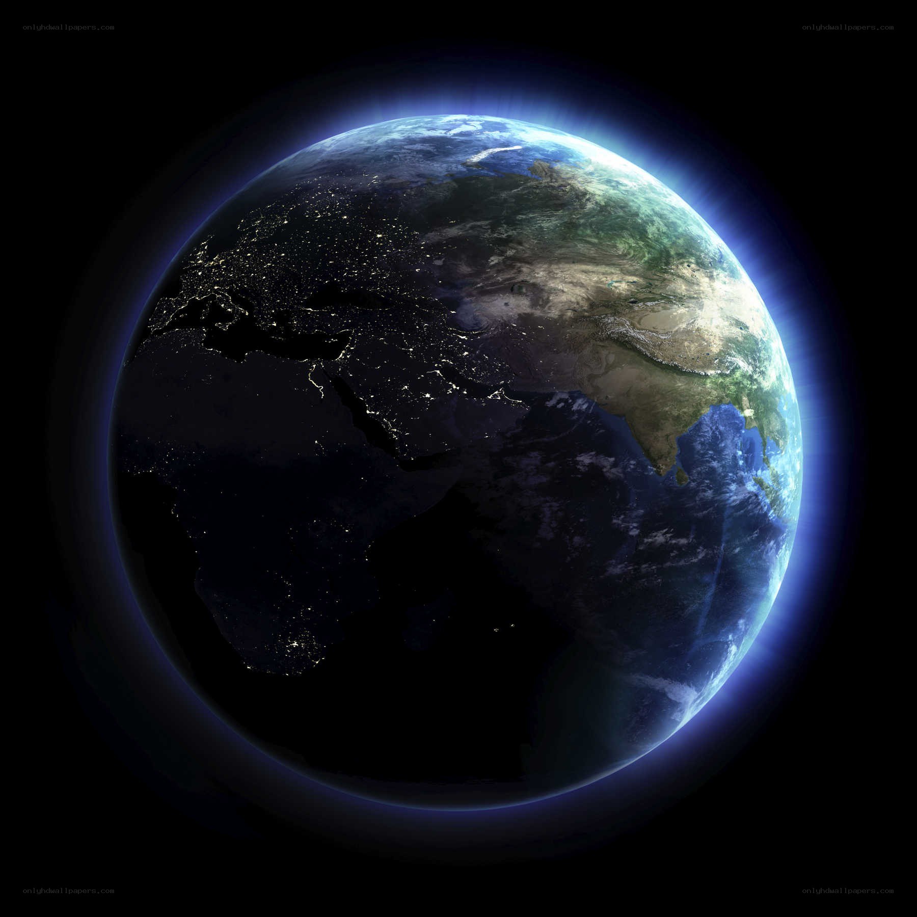 Earth from space at night
