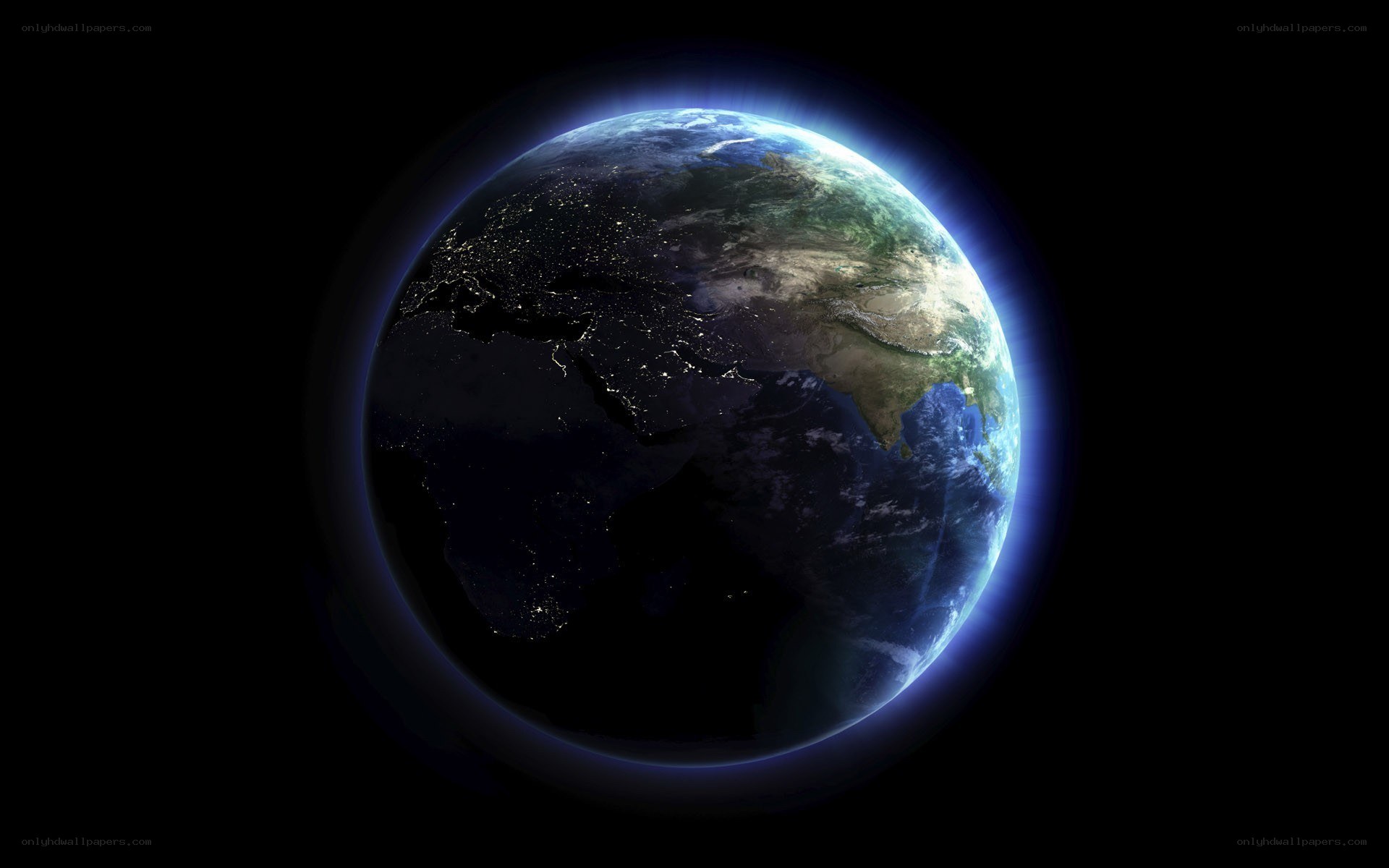 Earth from space at night