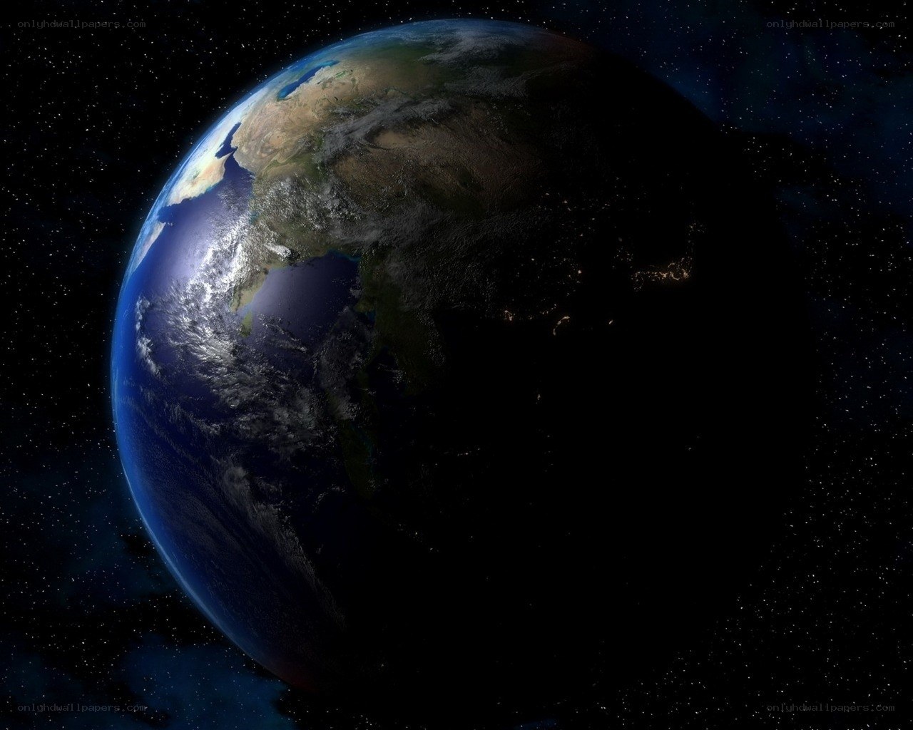 Earth from space at night