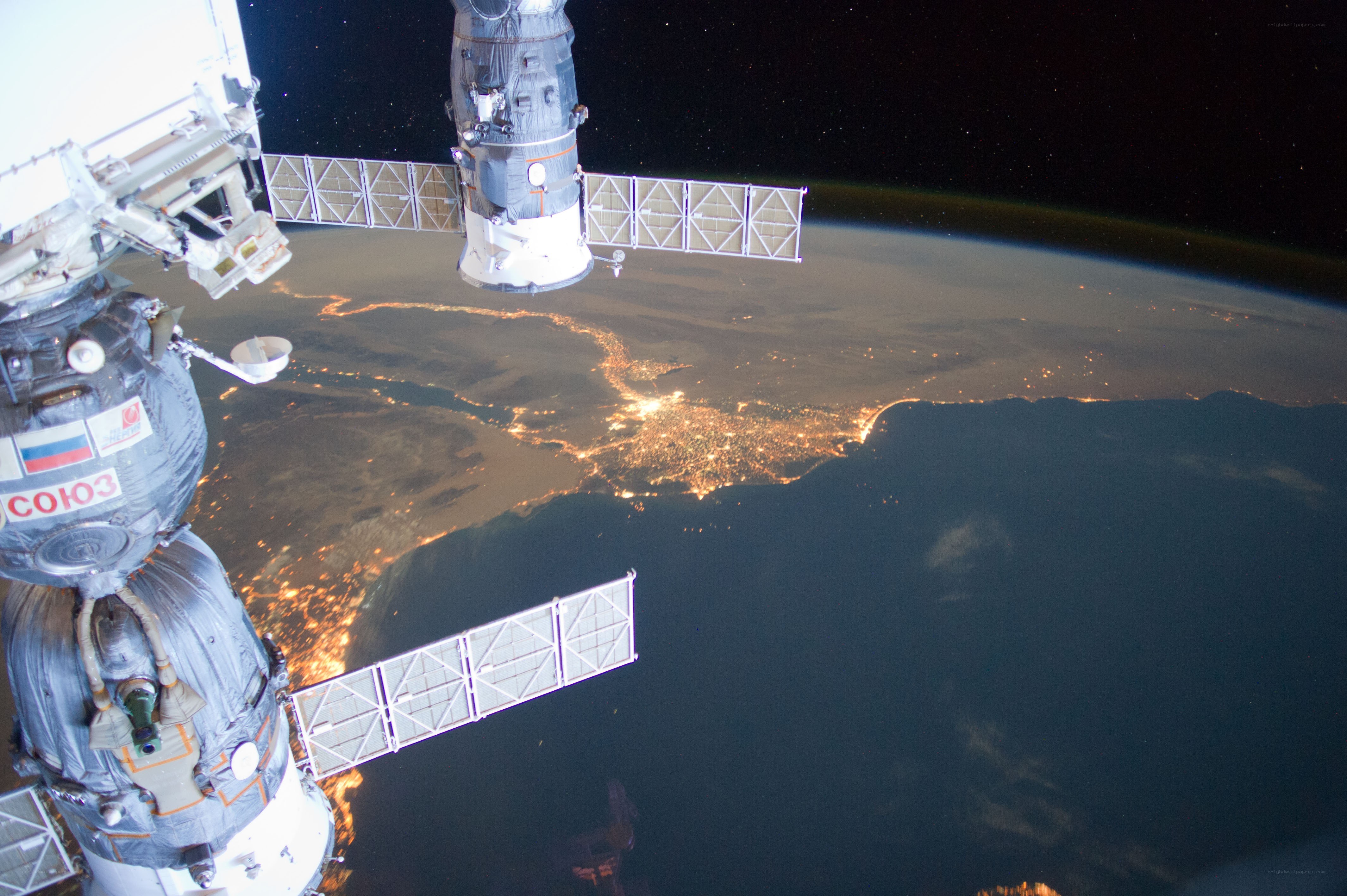 Earth from space at night
