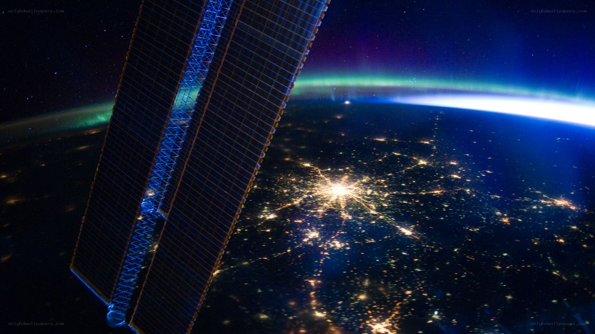 Earth from space at night