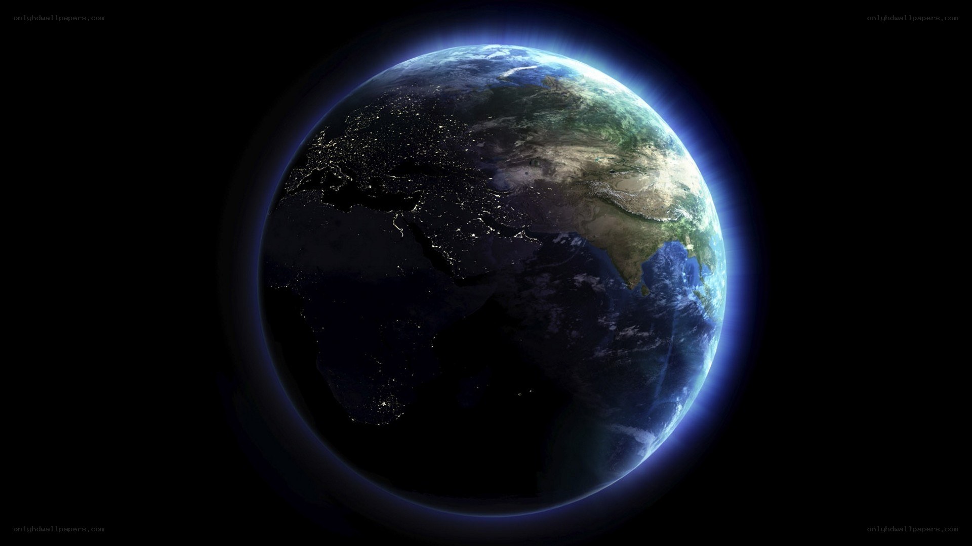 Earth from space at night