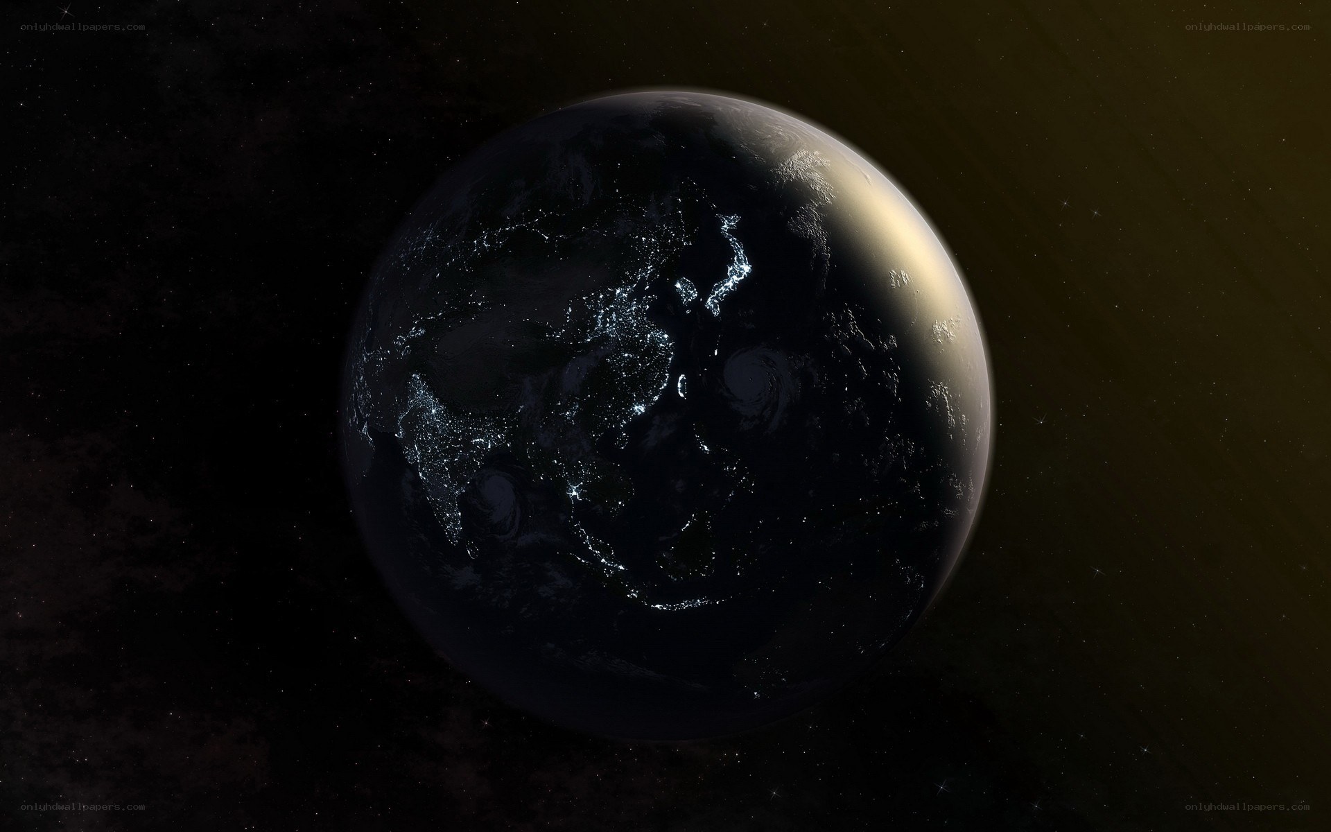 Earth from space at night