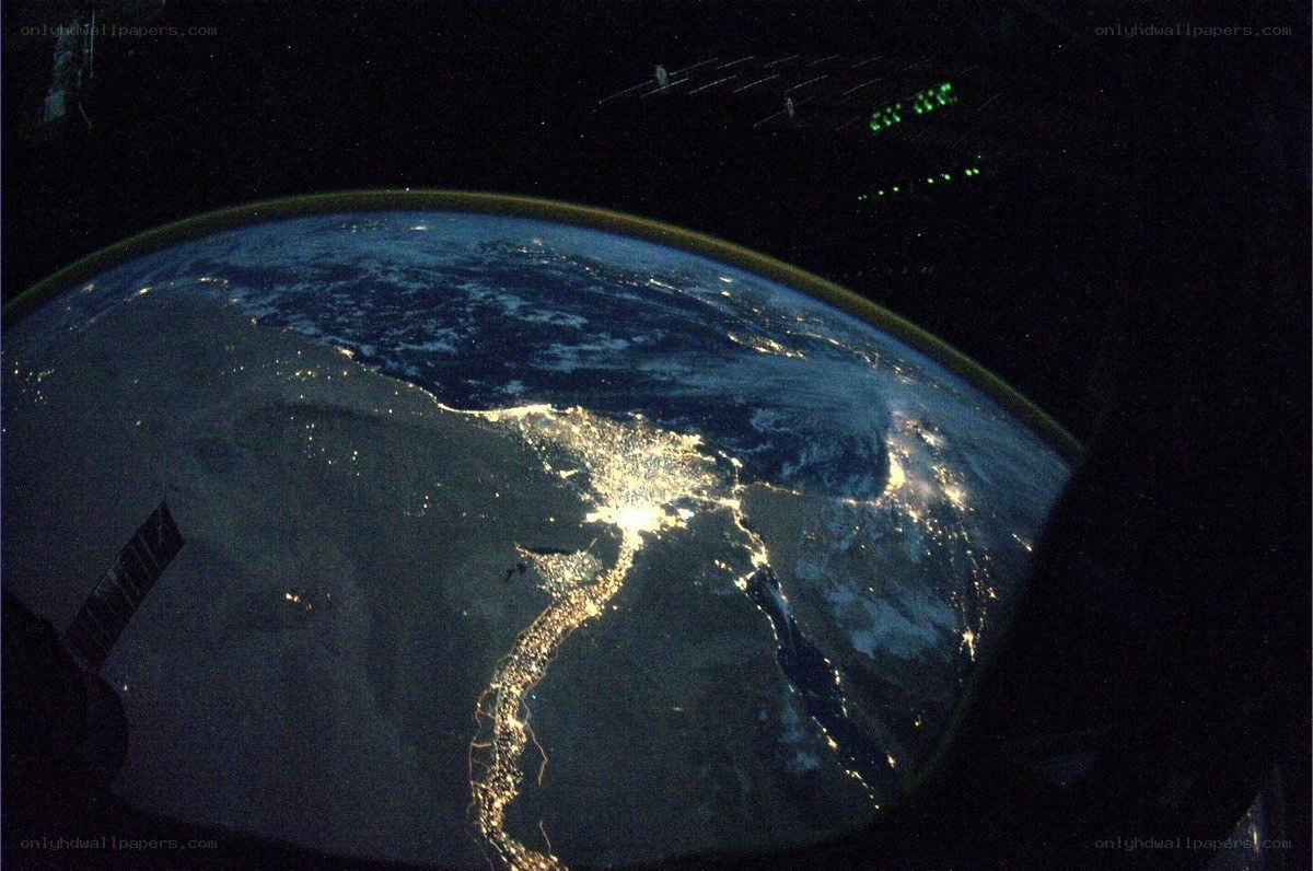 Earth from space at night