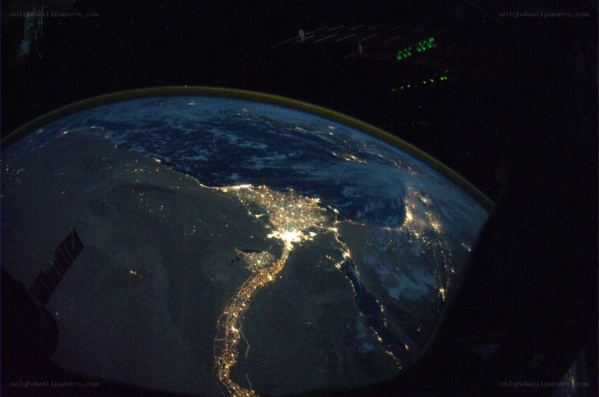 Earth from space at night