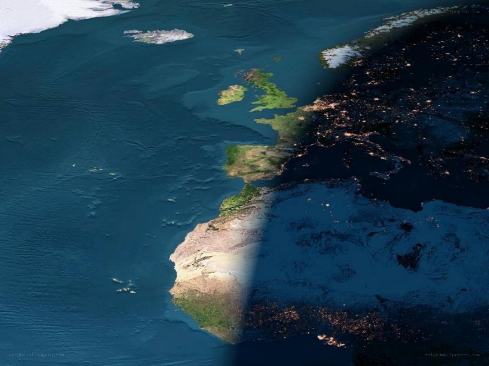 Earth from space at night