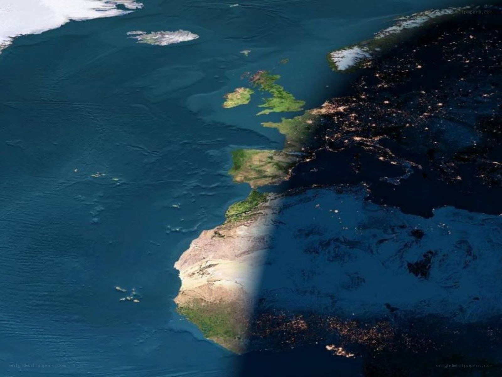 Earth from space at night
