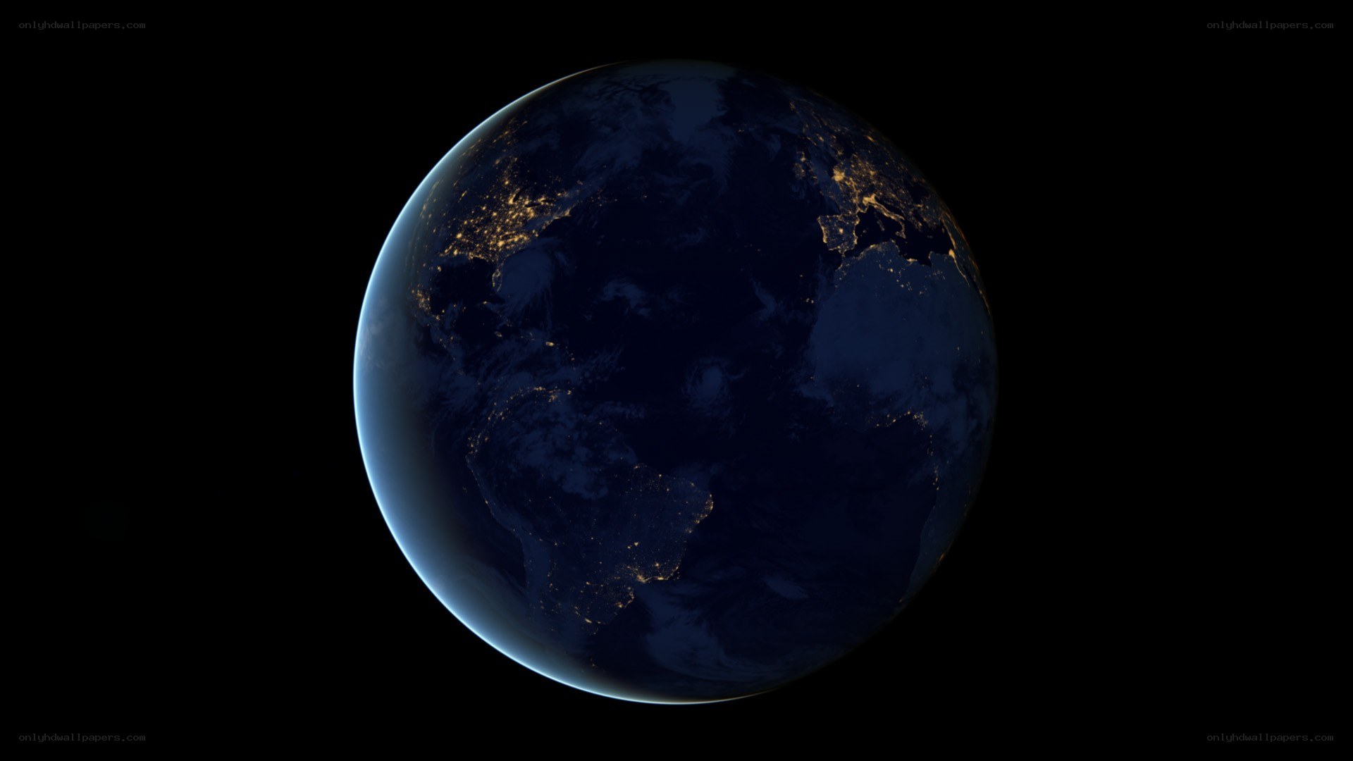 Earth from space at night