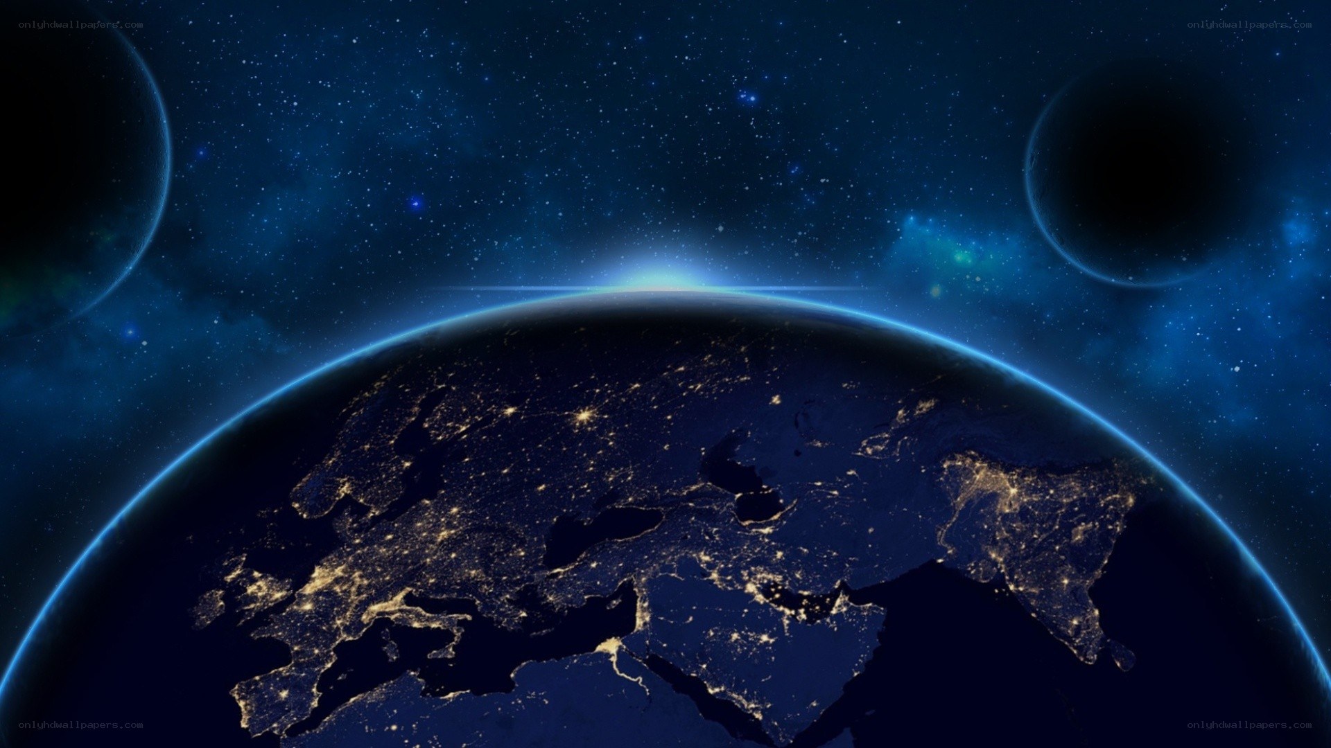 Earth from space at night