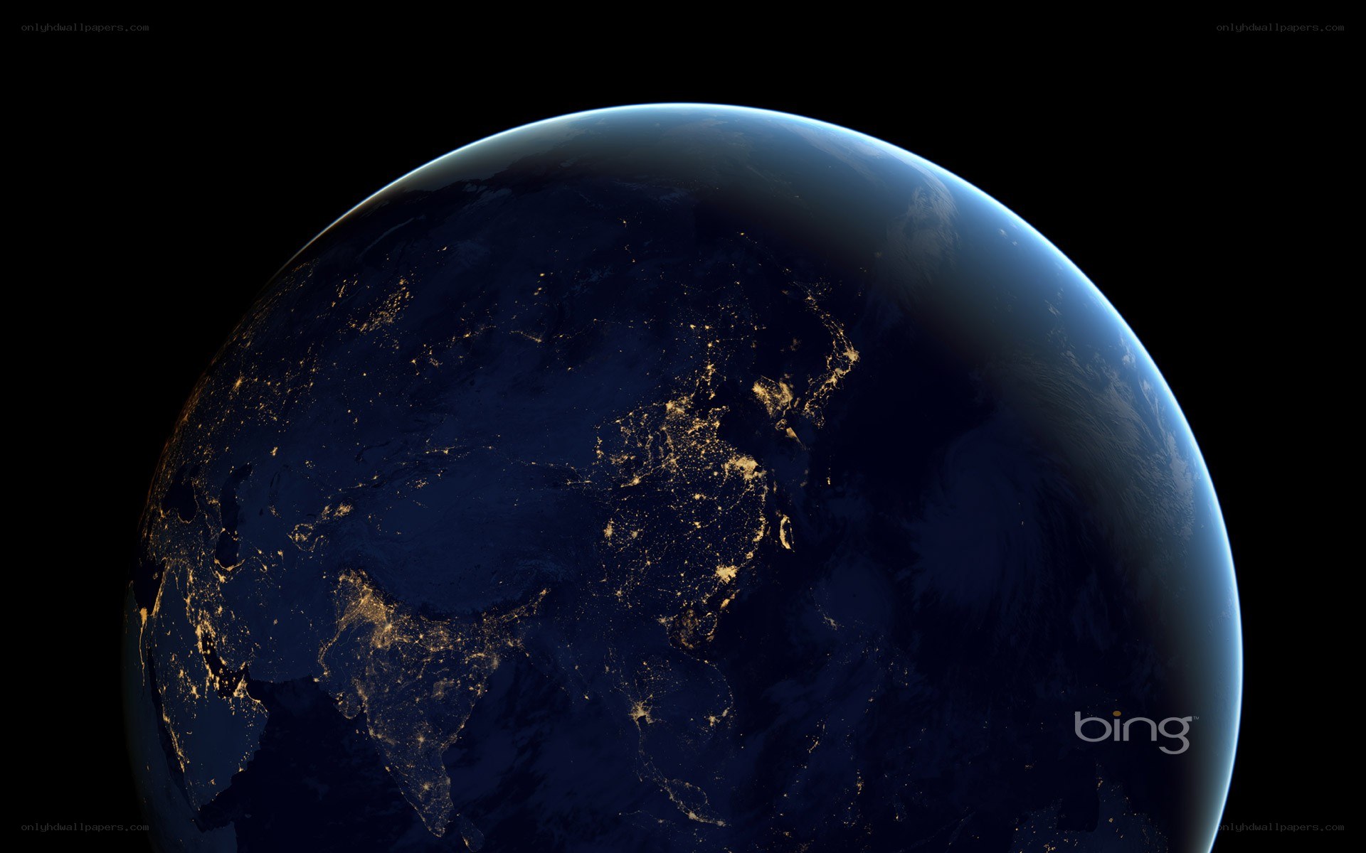 Earth from space at night