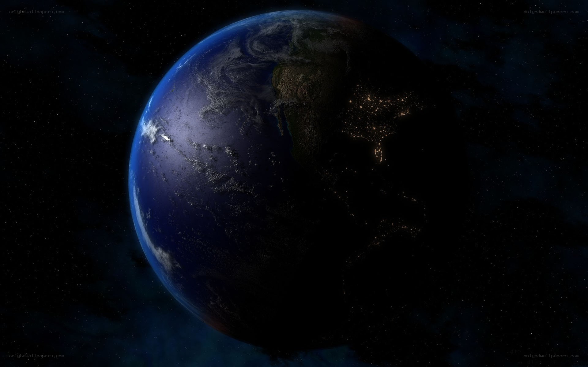 Earth from space at night