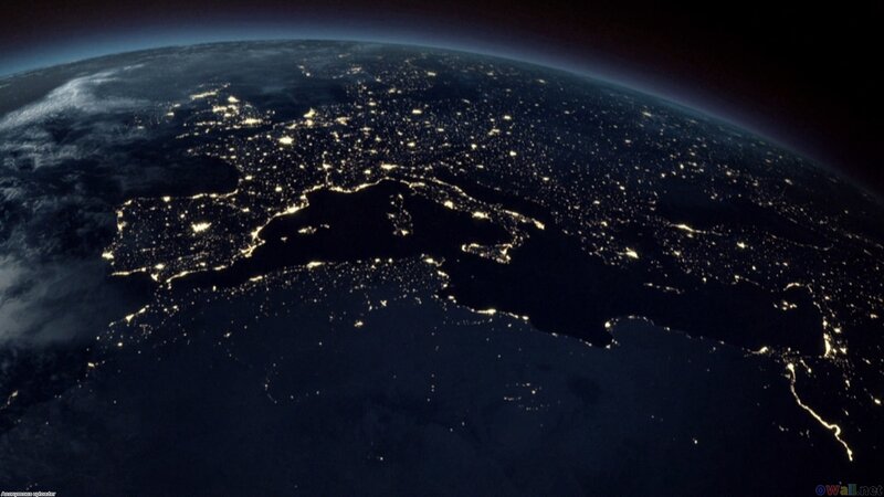 Earth from Space at Night — Black, Dramatic, Photograph, Continent