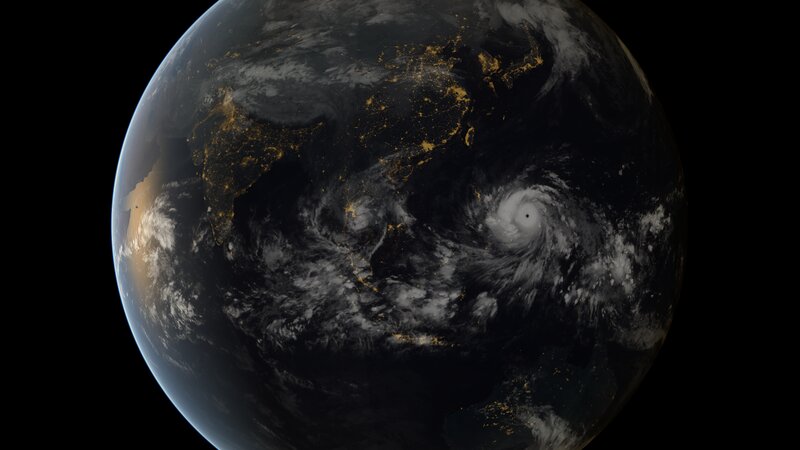 Earth from Space at Night — Black, Dramatic, Photograph, Hurricane