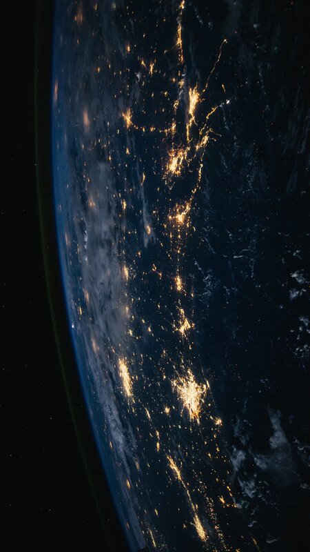 Earth from Space at Night — Black, Dramatic, Photograph, Lights