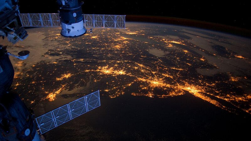 Earth from Space at Night — Black, Dramatic, Photograph, Space Station