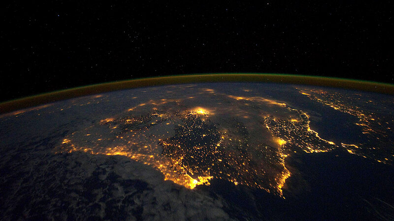 Earth from Space at Night — Black, Dramatic, Photograph, Stars