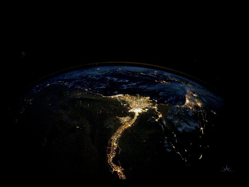 Earth from Space at Night — Black, Dramatic