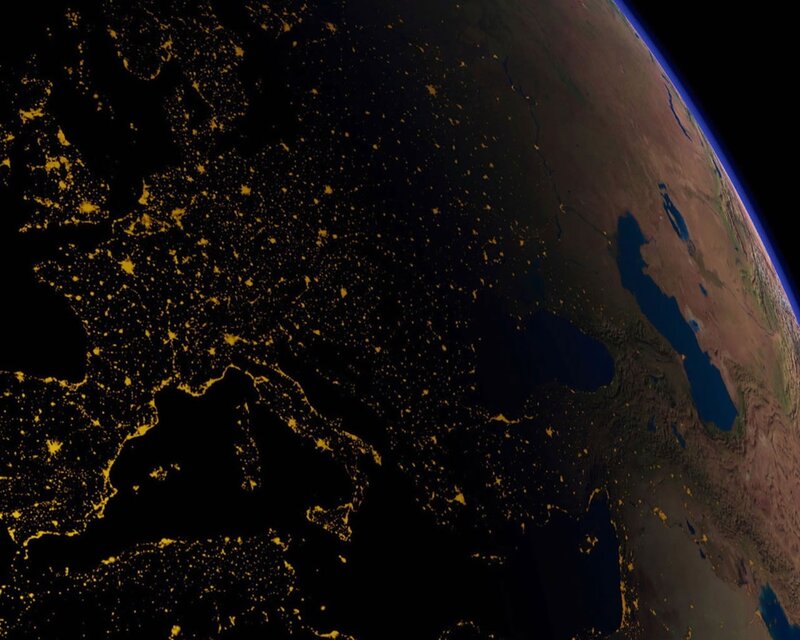 Earth from Space at Night — Black, Ocean