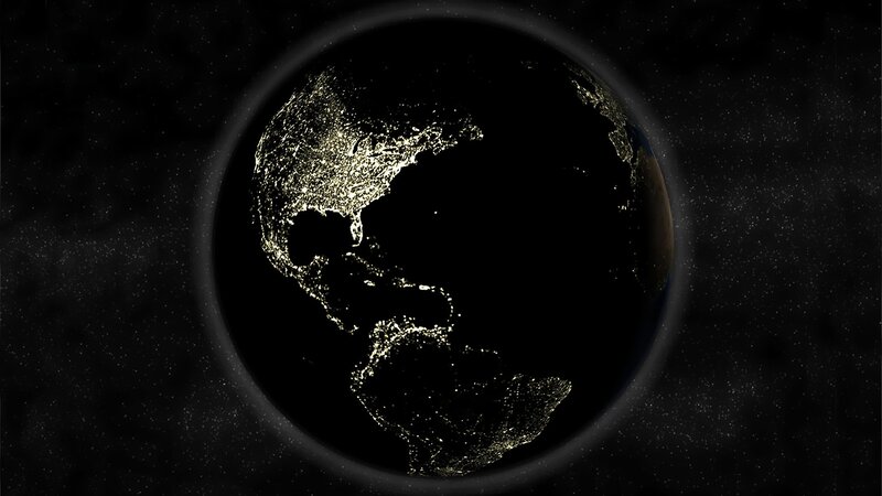 Earth from Space at Night — Black, Serene, 3d Render, Stars