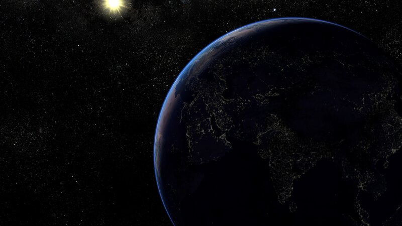 Earth from Space at Night — Black, Serene, 3d Render